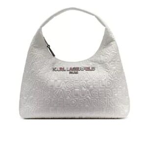 Karl Lagerfeld White Multi Quilted Logo Shoulder Bag
